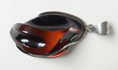 MODERN LARGE Baltic Amber Abstract Sculpted Sterling Silver Pendant Staement