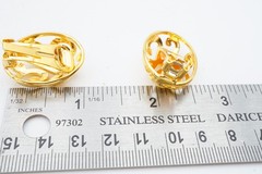 Vintage Clip On Earrings Gold Tone Open Work