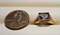 Dainty Antique 10K Yellow Gold Synthetic Purple Stone Ring 1.8g Size 8.5