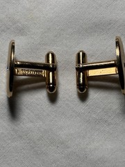 Vintage 1971 Avon Gold Tone Starburst Cufflinks Tie Bar Clip Set Blue Rhinestone