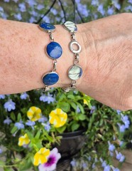Vintage Indigo Lapis Lazuli Link Sterling Silver Bracelet 925