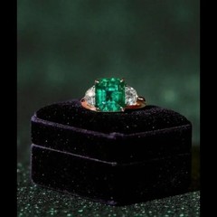 4.10 Ct Natural Emerald Art Deco Vintage Engagement Ring 14K Yellow Gold Over