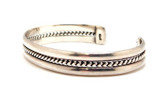 Vintage Sterling Silver Rope Cable Design 10.0 mm Cuff Bracelet, 6.75″, 20.7g