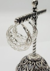 Filigree Hoop Earring Silver Tone Pierced 1.25 in Elegant