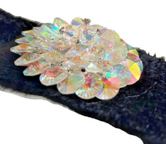 Vintage Signed VENDOME Aurora Borealis AB Rhinestone Dome Brooch Silver Tone