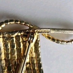 Rafaelian Multicolor Rhinestone Gold Tone American Flag Pin Brooch + Smaller Pin