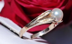 14k yellow gold ring 5.7mm sreshwater cultured pearl size: 6 vintage 2.4g N2450D