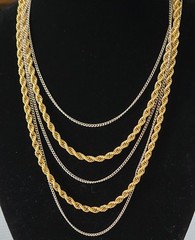 Vintage Gold Silver Tone Multi Strand Rope Chain Statement Necklace 1980s