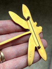 Vintage MMA large 3” gold tone dragonfly brooch * excel cond * signed