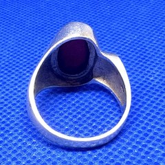 Y59 Modernist 2 Ct. Carnelian 925 Silver Seal RING Size 9.5 Vintage Asymmetrical