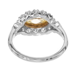 Vintage 1940 Natural Fancy Intense Yellow .65ct Marquise Platinum Diamond Ring