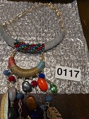 VTG 18″ Boho Necklace Statement Tribal Design Multicolor Beads Feather Tassel