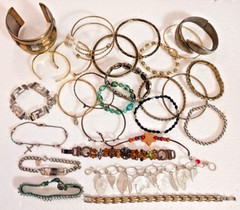 Vintage bracelets. Mixed metals. bangle, cuff, stones, beads. You get all 27