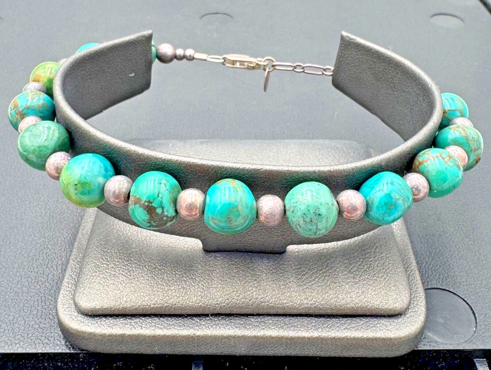 Carolyn Pollack Relios Sterling Silver Beaded Turquoise 8.5in. Bracelet