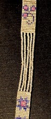 1920s Flapper Deco Sautoir Necklace, Very Good Antique Condition, Ecru/Blue/Pink