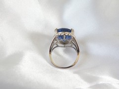 Vintage Sterling Silver 925 Large 10ct Natural Heated London Blue Topaz Ring 6