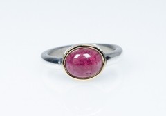 750 Gold /925 Silver – Vintage Designer-Ring – 3.50 CT Tourmaline – Handmade