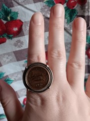 Vtg SJ925 Sterling Silver Indian Coin 1951 Horse Statement Ring One Pice Size 9?
