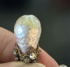 Vintage Miriam Haskell Faux Baroque Pearl Pendant UNSIGNED Wired Choker “AS IS”