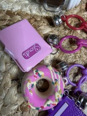 Vtg 80s Nostalgia Plastic Bell Charm Necklace Lot Cassette, Bubbles, Abacus EUC