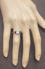 14K Yellow Gold Engagement Three Stone Ring 1.01CT.Natural Princess Cut Diamond