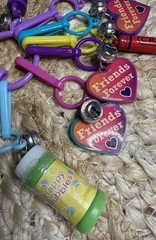 Vtg 80s Nostalgia Plastic Bell Charm Necklace Lot Cassette, Bubbles, Abacus EUC