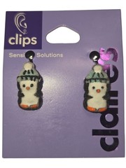 3D penguin Christmas clip-on earrings soft rubber pressure Ideal girls teenage