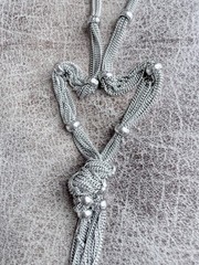 Y2K Vintage Signed Chico’s Y-Drop Necklace Silver Tone Slinky Fidget-Friendly