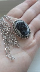 Vintage Celebrity 12k GF MOP Cameo Necklace NOSVintage Sorrento Sterling