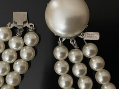 VTG Tammey Jewels Graduated Acrylic Faux Pearl 3strand Necklace Pearlescent NWOT