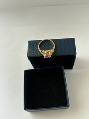 Vintage Pink Cubic Zirconia Ring Gold Plated Womens Size 6.5