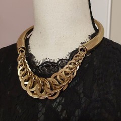 Haute Couture Chunky Chain Gold Tone Collar Statement Necklace