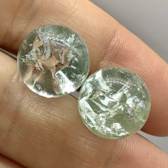 Vtg Clear Crackle Glass Orb Ball Bead Chunky Stud Earrings Clip Huggie