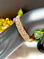 Rare Glamorous Swarovski Pave Crystal Crisscrossed Weave Pattern Bangle Bracelet