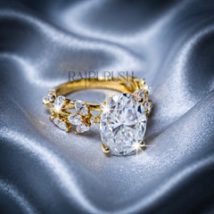 Oval and Marquise Moissanite Engagement Ring 925 Sterling Silver Bridal Promise