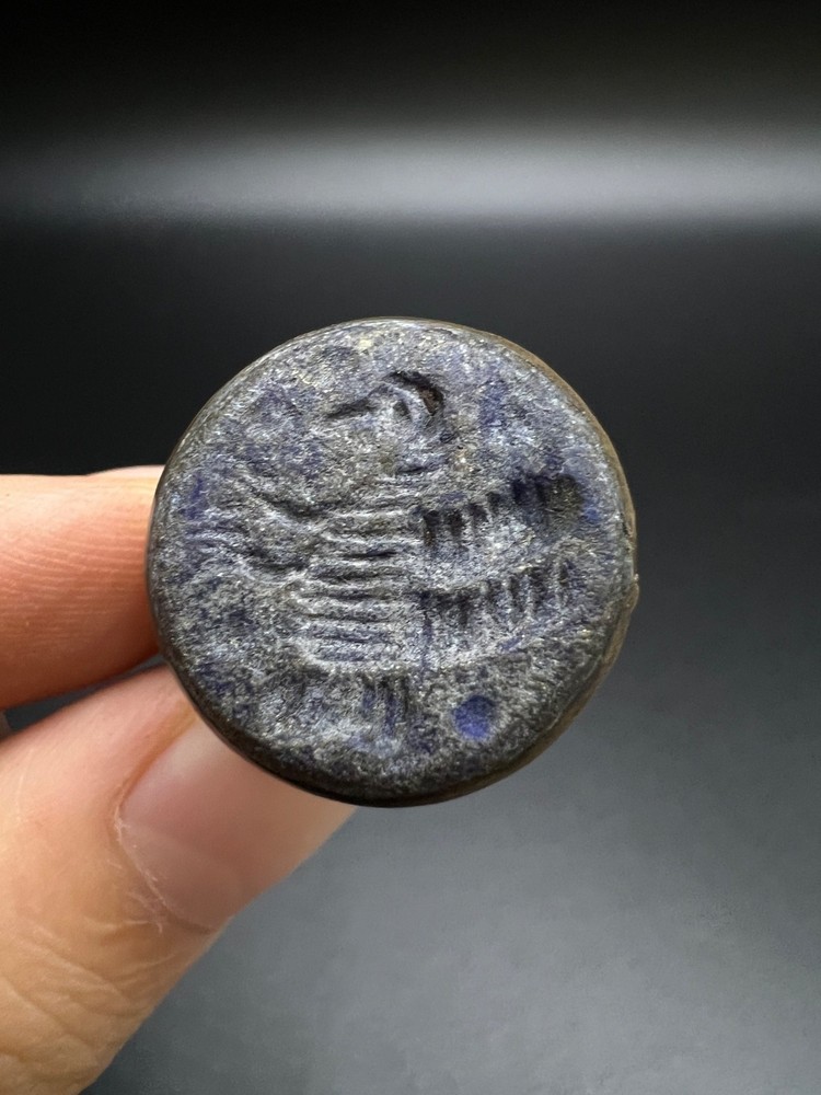 Rare Antique Lapis Lazuli Scorpion Intaglio Ring Size 7 Hand Carved Lapis
