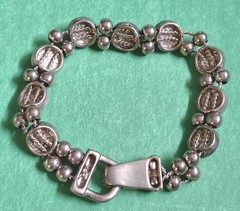 Vintage Colorful CAT’S EYE STONE Chain Magnetic Clasp Bracelet In Silver Tone
