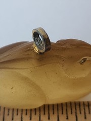 Vintage Applesauce Celluloid Lucite Bunny Rabbit Pendant Rhinestone Eyes