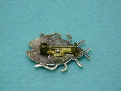 Vintage 1.25″ Purple and Silver Tone Bug Brooch in Very Good Condition