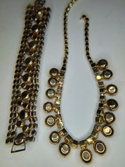 Vintage Brown Rhinestone Bracelet & Necklace Set 1950’s 1960’s