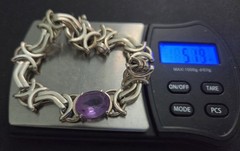 Estate Sterling Silver Necklace & Bracelet W/ Amethyst 106.5 Grams