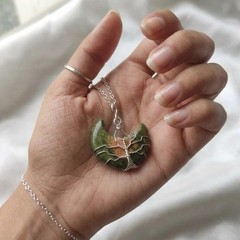 Premium Unakite Pendant Necklace, Handmade Wire Wrapped Green Pink Stone Charm