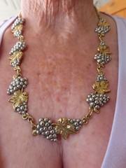 Vintage Two Tone Grape & Leaf Statement Necklace Wine Lover?