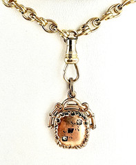 Vintage Antique Victorian Gold Filled Fancy Chain Hook Fob Pendant 26″ Long
