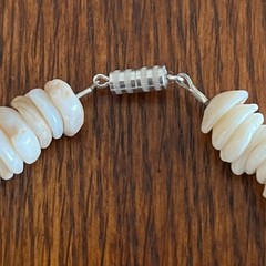 Puka Shell Necklace Vintage 70s w/Hand-Shaped Tiger Cowrie Shell Cross Pendant