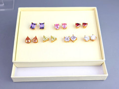 Vintage multi Rhinestone & Gold Tone Posts Pierced Earrings