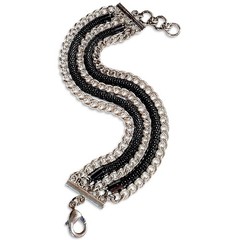 VTG Edgy 90s Stainless & Black Cable Multi Chain Everyday Statement Bracelet 9″