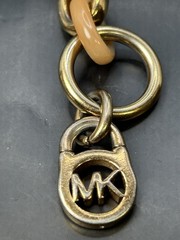 Michael Kors Gold Tone & Light Resin Chain Link T-Bar Bracelet 7”