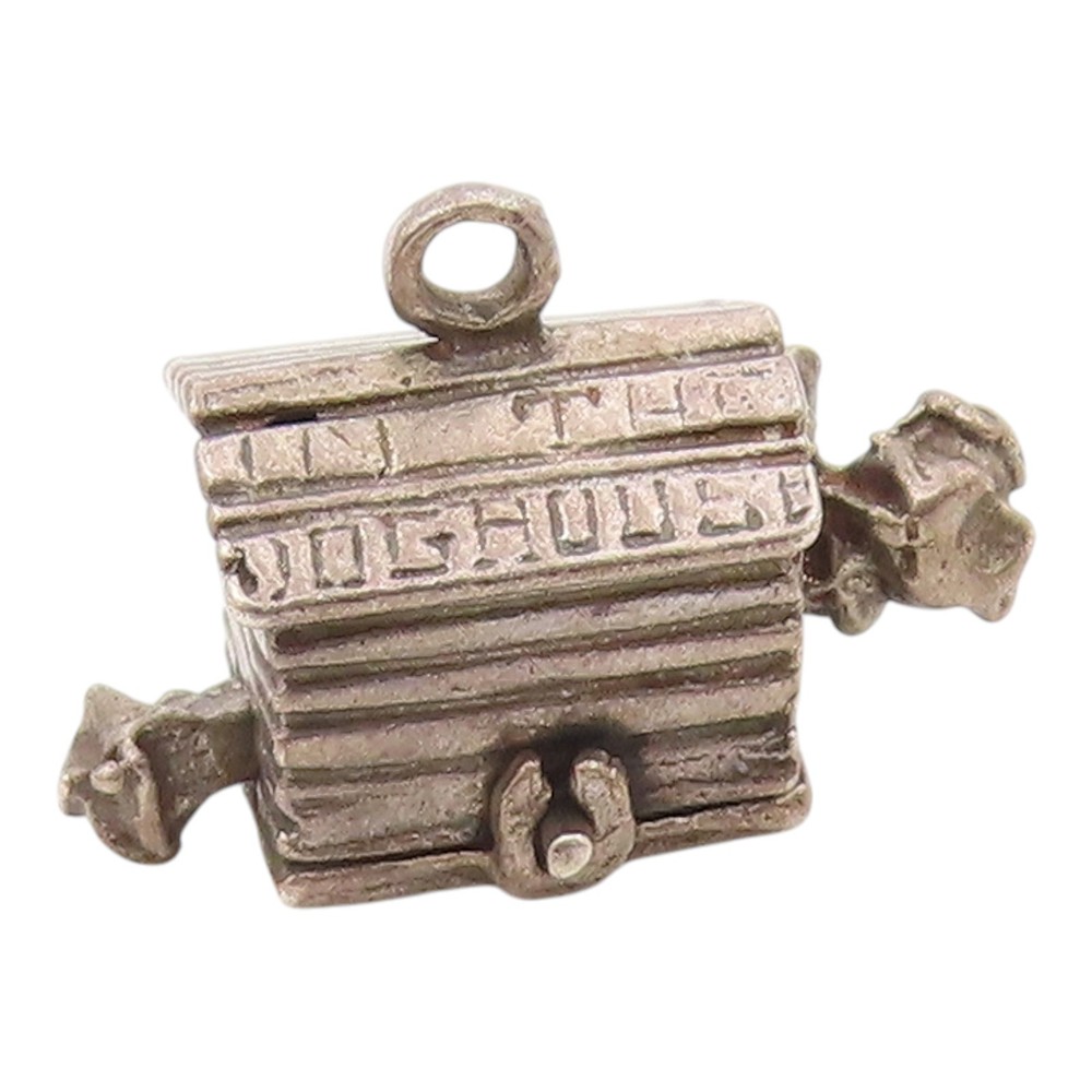 925 Sterling Silver Vintage Bulldog In Dog House Pendant (MOVES) PT21052