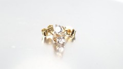 Vintage Estate 14K Solid Yellow Gold 0.5ct Cubic Zirconia Stud Earrings 4mm